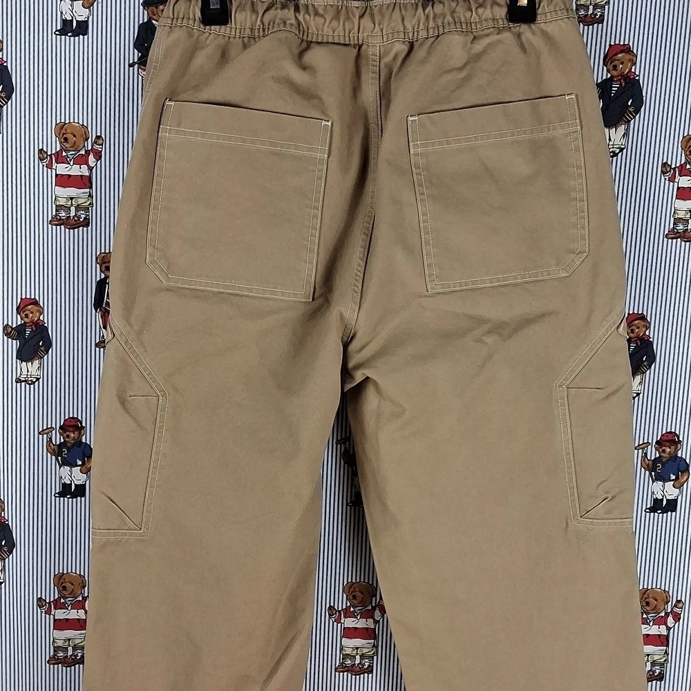 Jordan Brand Khaki Flat Front Drawstring Button & Zipper SZ SM Cargo Pants